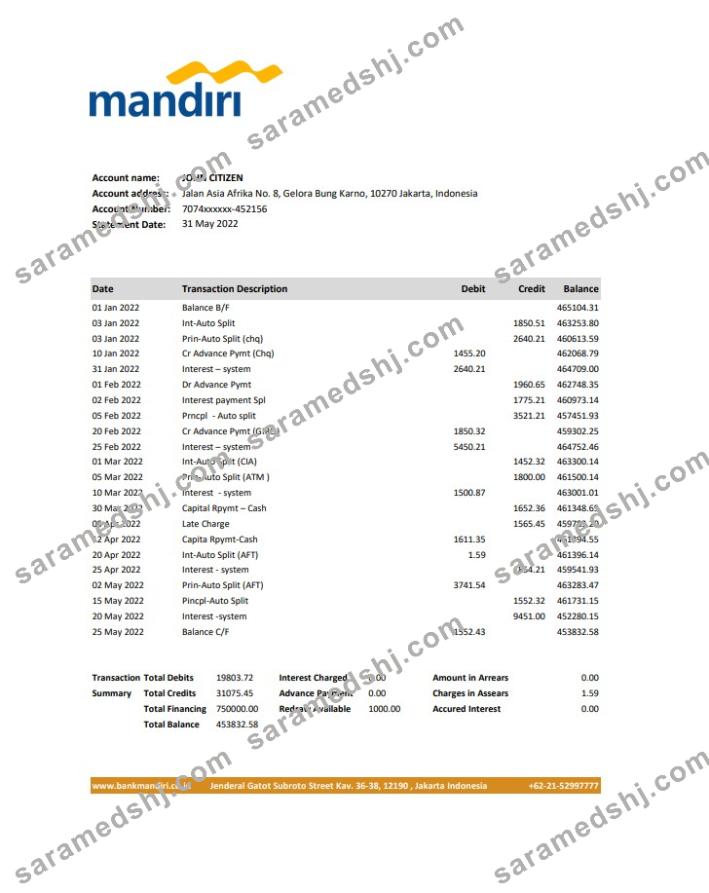 Indonesia Mandiri bank statement xls